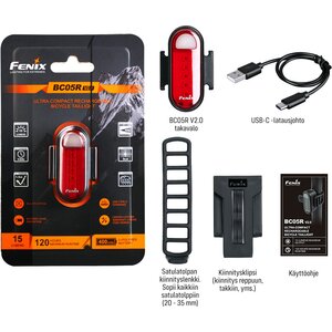 Fenix BC05R V2.0, 15 lm ladattava pyörän takavalo